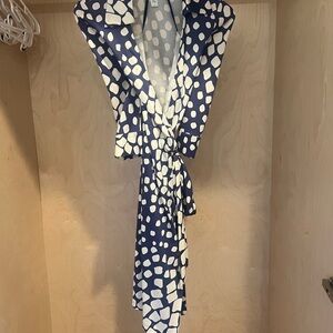 Diane Von Furstenberg DVF vintage Justin wrap dress, royal blue, white, size 4